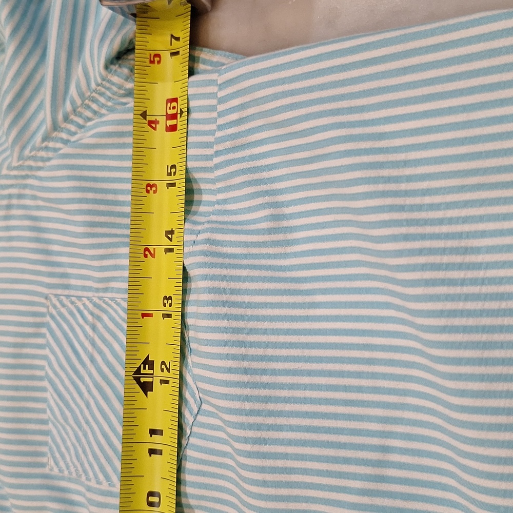 American‎ Eagle Favorite Shirt Fitted Sz 6 Striped Shirt 2 Qty Light Blue Coral - Picture 3 of 8